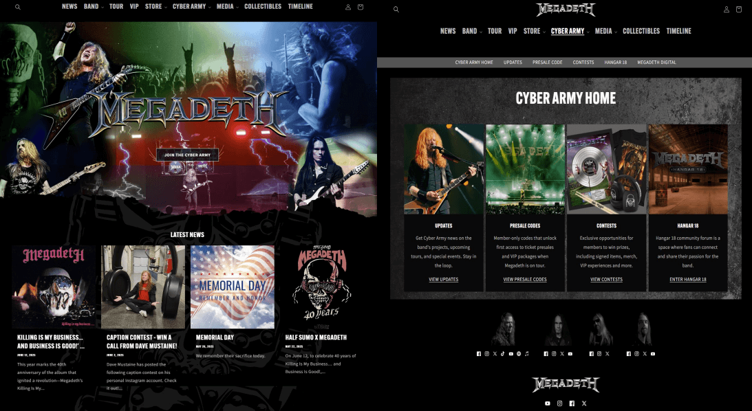 Megadeth fan club page